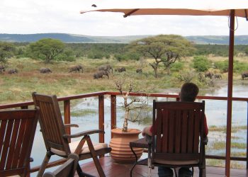 Enjoying the view from the Main lodge